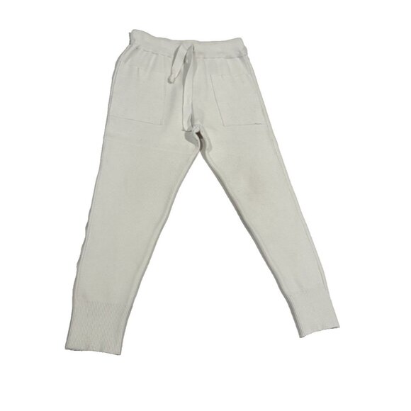 Zara Knit Joggers Medium Drawstring Sweatpants Casual Lounge Trousers White - Picture 2 of 6